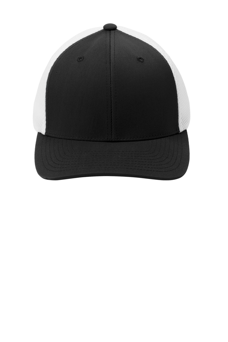 Sport-Tek  Flexfit  Air Mesh Back Cap - Black/ White