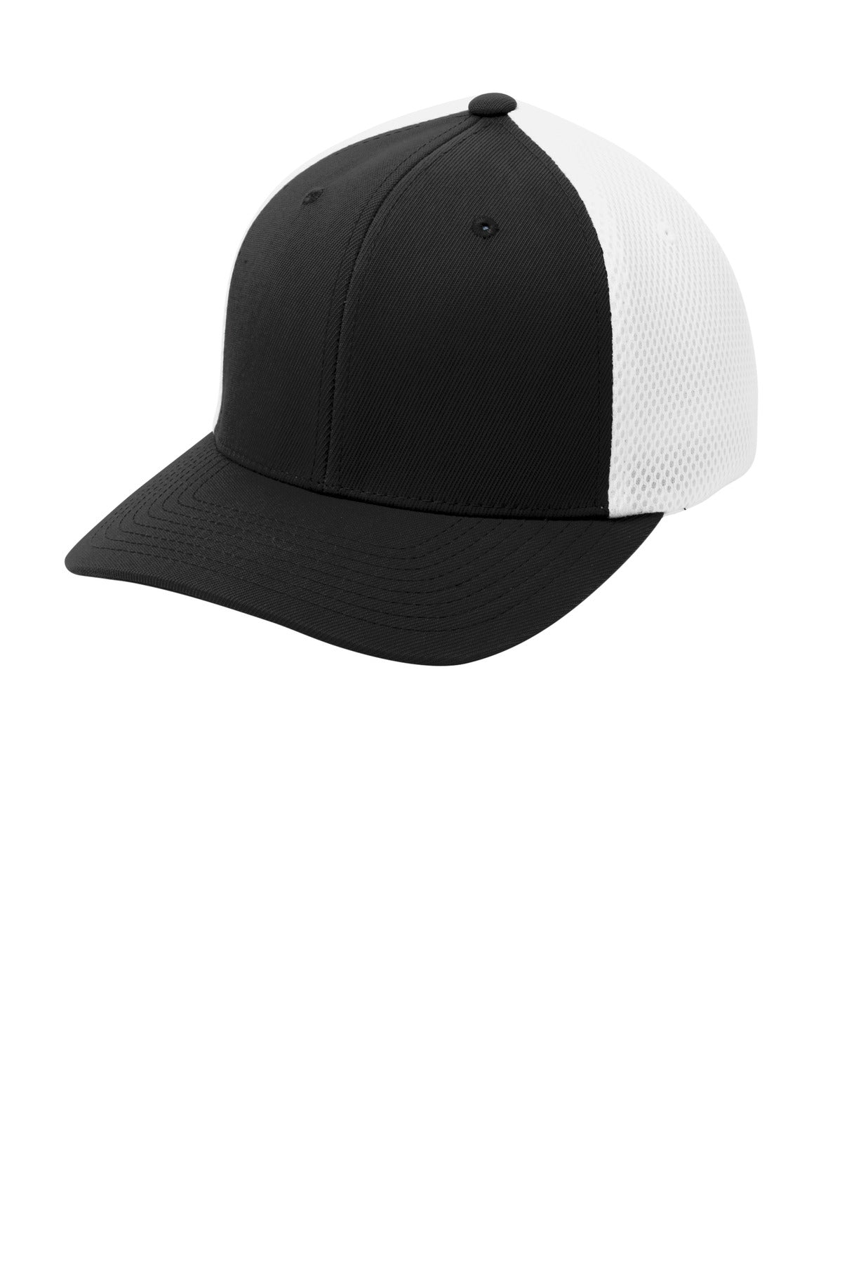 Sport-Tek  Flexfit  Air Mesh Back Cap - Black/ White