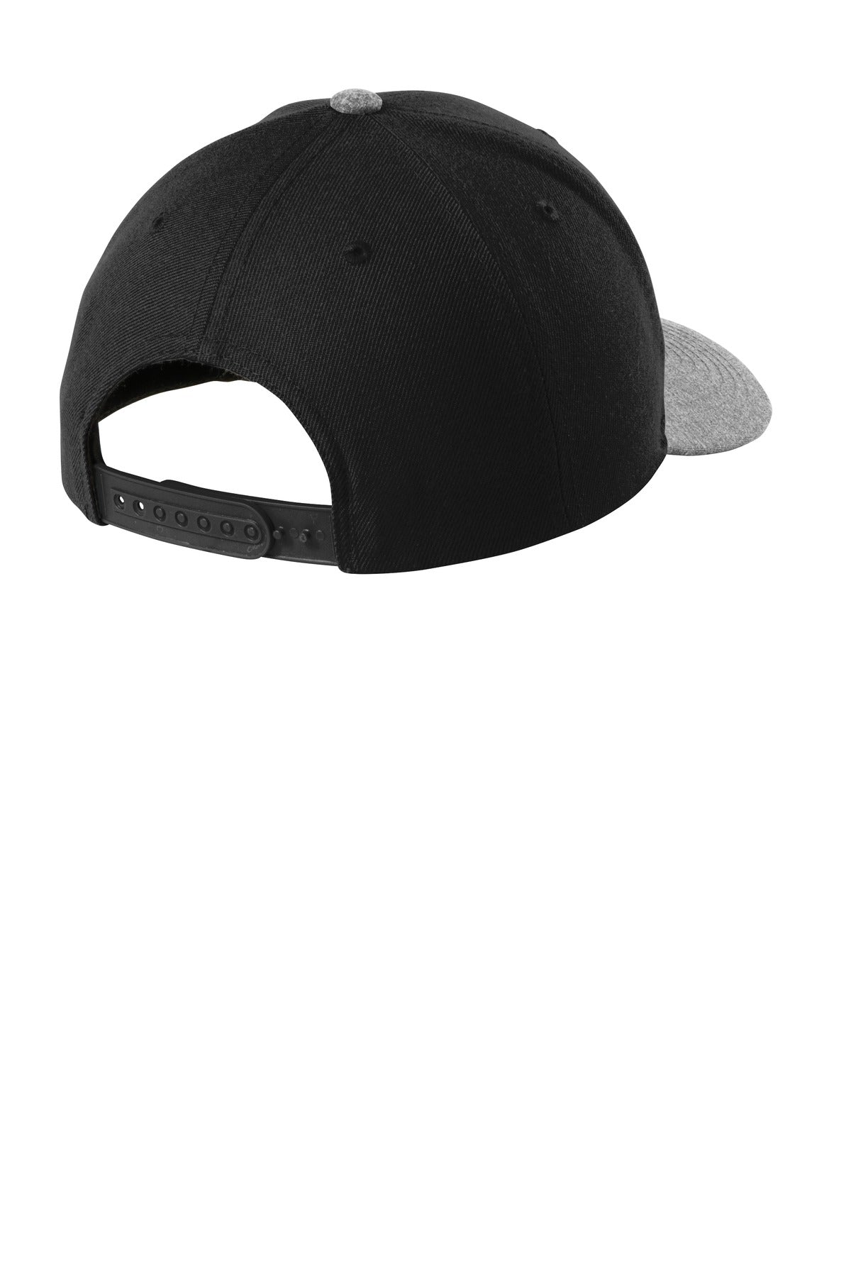Sport-Tek  YP Classics  Curve Bill Snapback Cap - Black/ Grey Heather