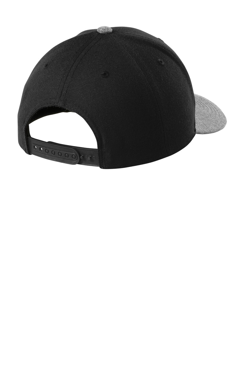 Sport-Tek  YP Classics  Curve Bill Snapback Cap - Black/ Grey Heather