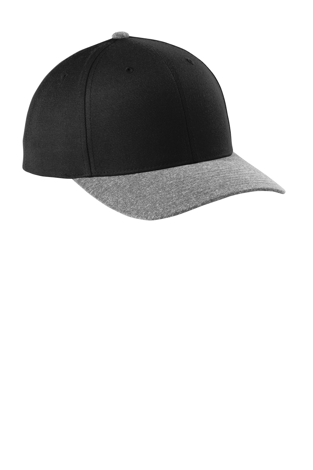 Sport-Tek  YP Classics  Curve Bill Snapback Cap - Black/ Grey Heather