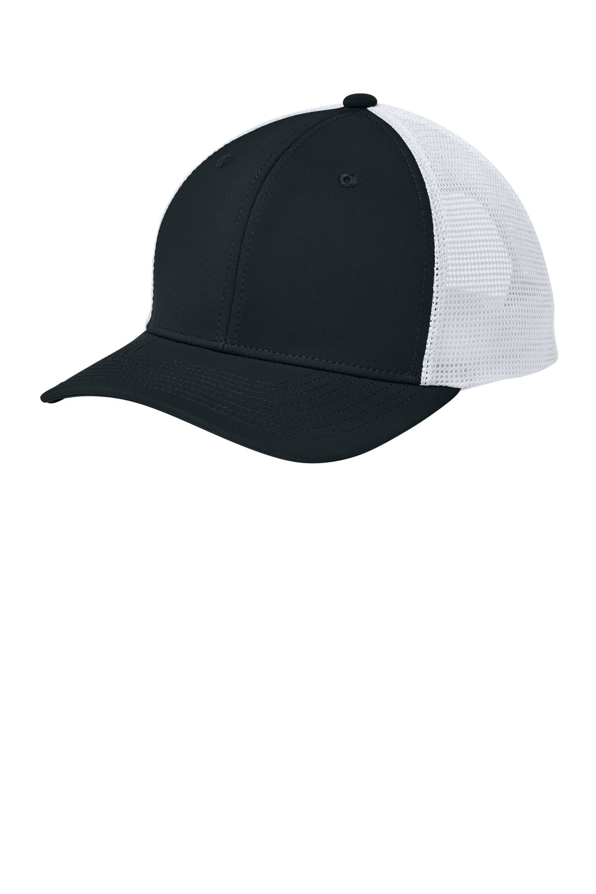 Sport-Tek Club Trucker Cap - Black/ White