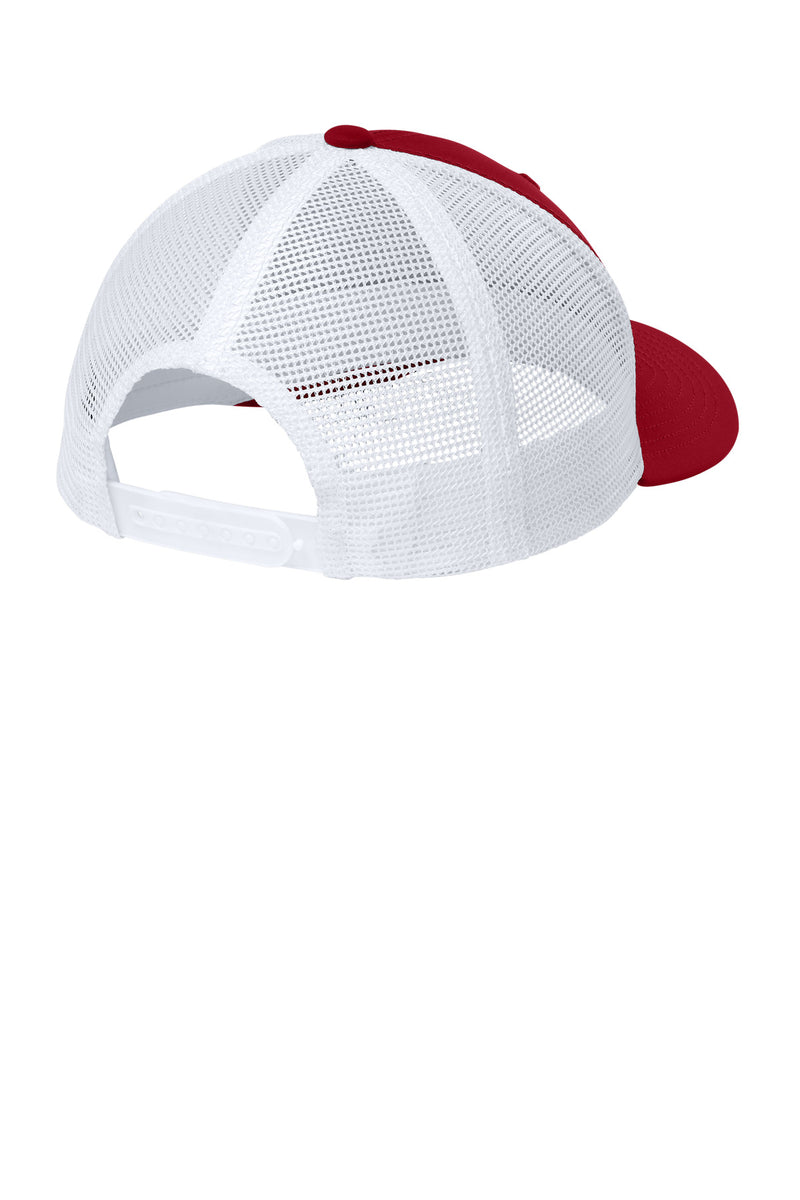 Sport-Tek Club Trucker Cap - Deep Red/ White