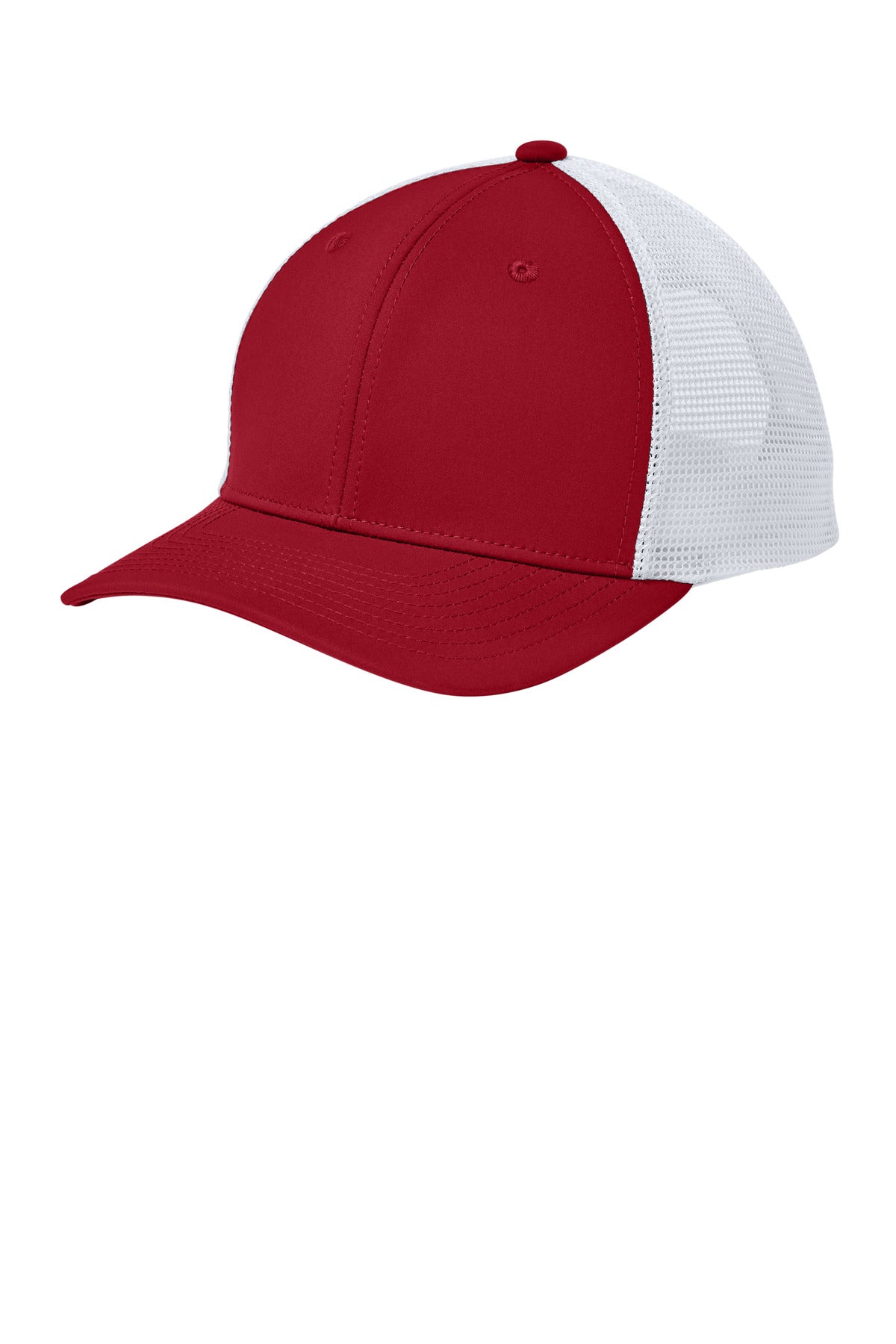 Sport-Tek Club Trucker Cap - Deep Red/ White