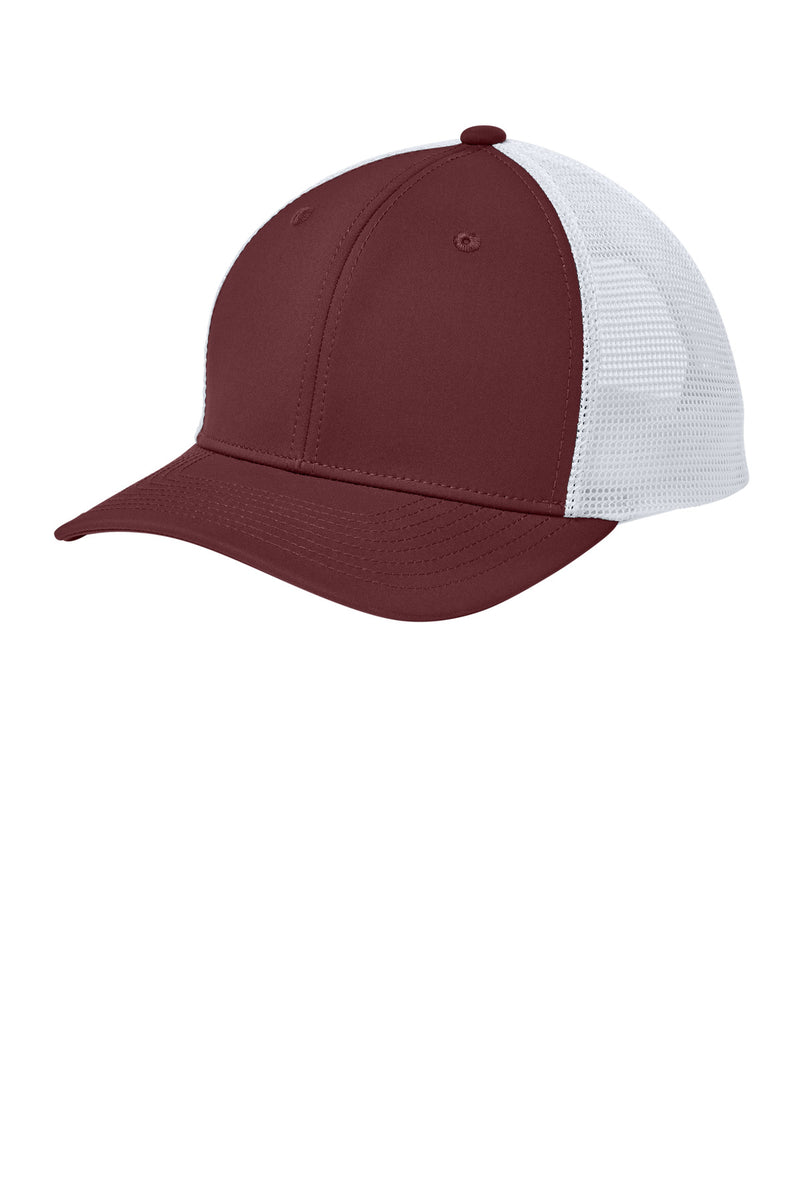 Sport-Tek Club Trucker Cap - Maroon/ White