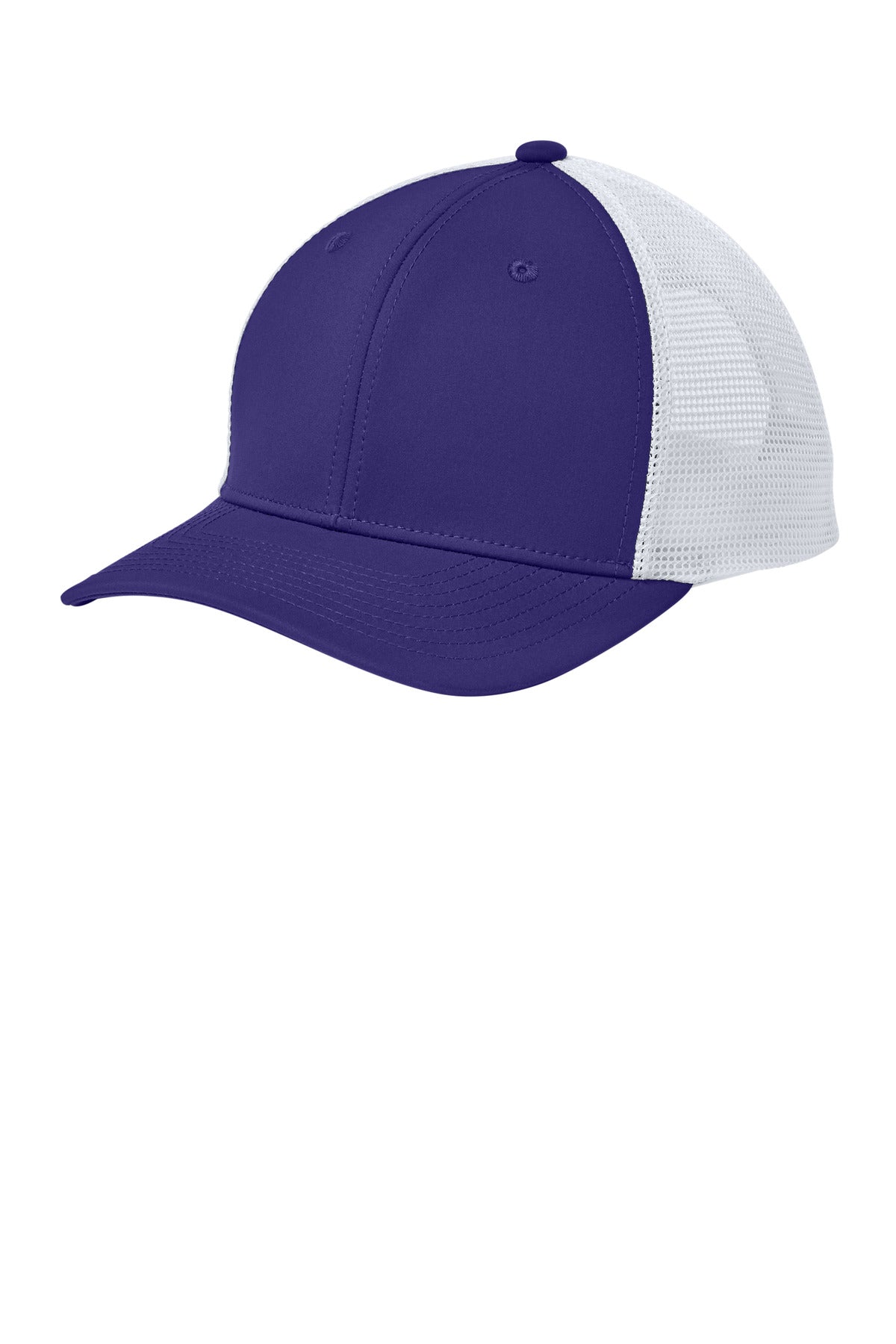 Sport-Tek Club Trucker Cap - Purple/ White