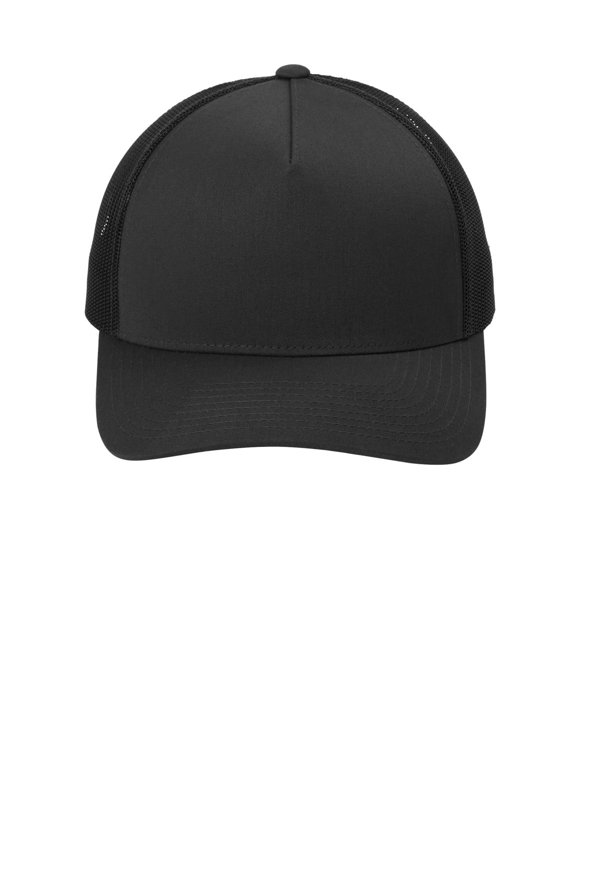 Sport-Tek YP Classics Retro Trucker 5-Panel Cap - Black/ Black