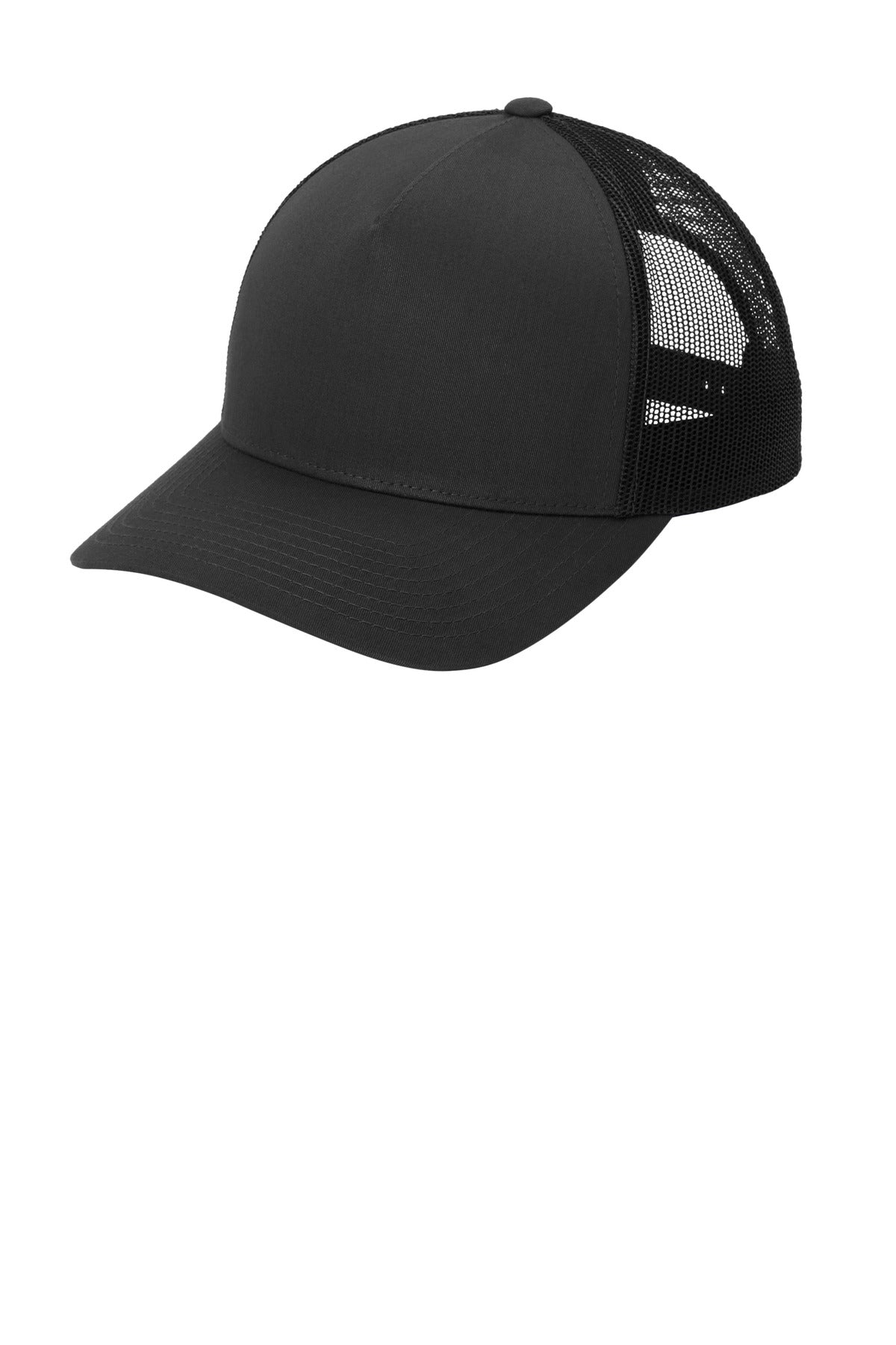 Sport-Tek YP Classics Retro Trucker 5-Panel Cap - Black/ Black