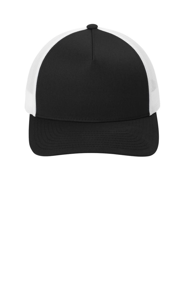 Sport-Tek YP Classics Retro Trucker 5-Panel Cap - Black/ White