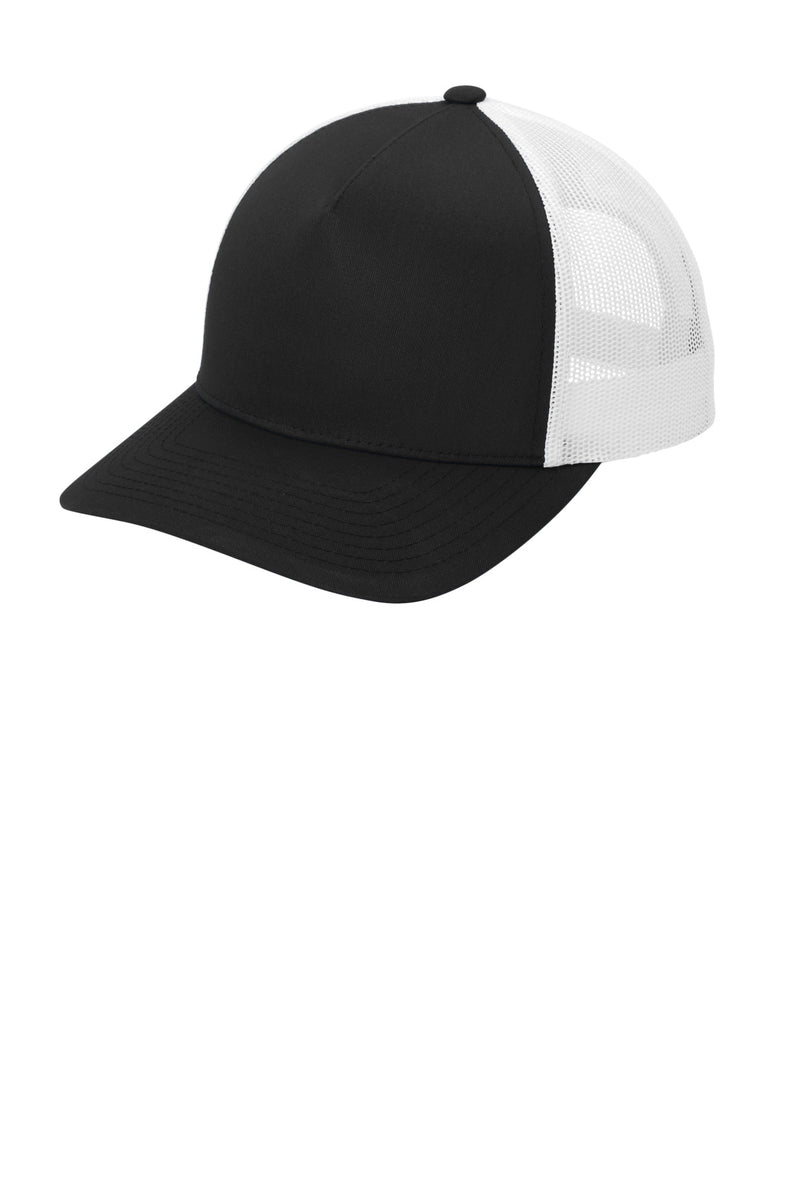 Sport-Tek YP Classics Retro Trucker 5-Panel Cap - Black/ White