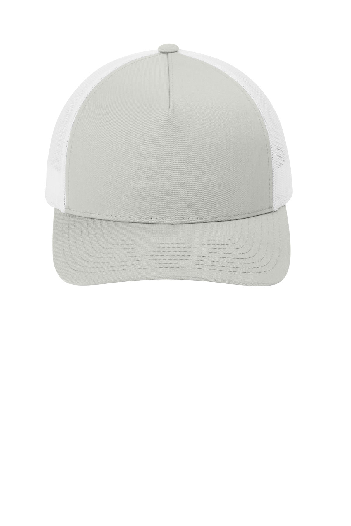 Sport-Tek YP Classics Retro Trucker 5-Panel Cap - Silver/ White