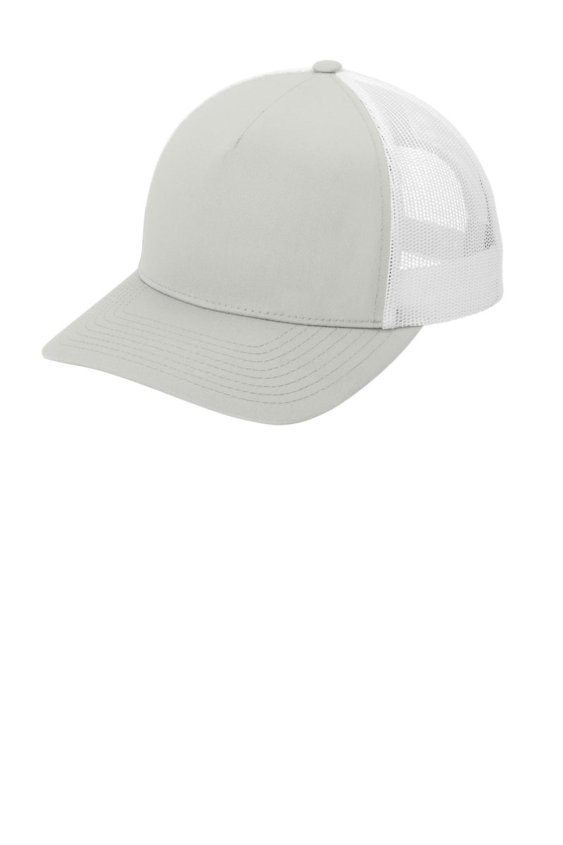 Sport-Tek YP Classics Retro Trucker 5-Panel Cap - Silver/ White
