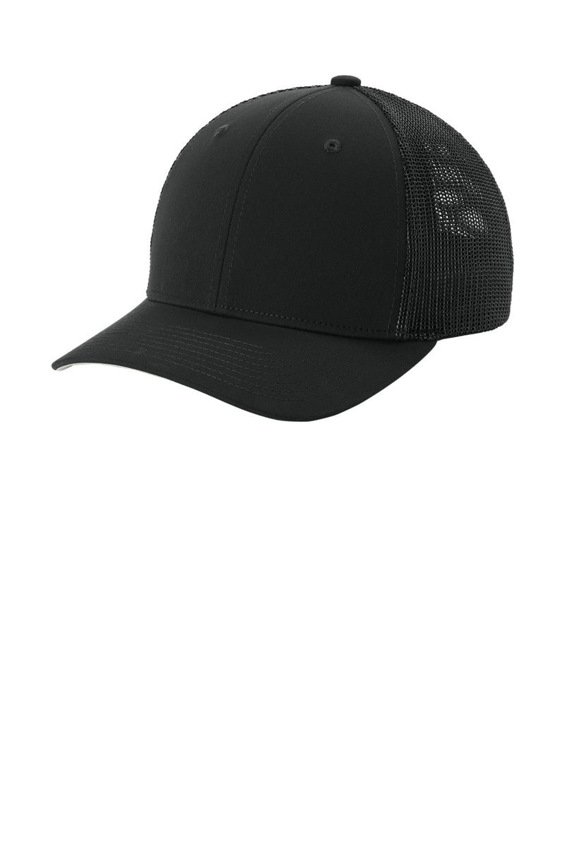 Sport-Tek Stretch-Tek Mesh Back Cap - Black/ Black
