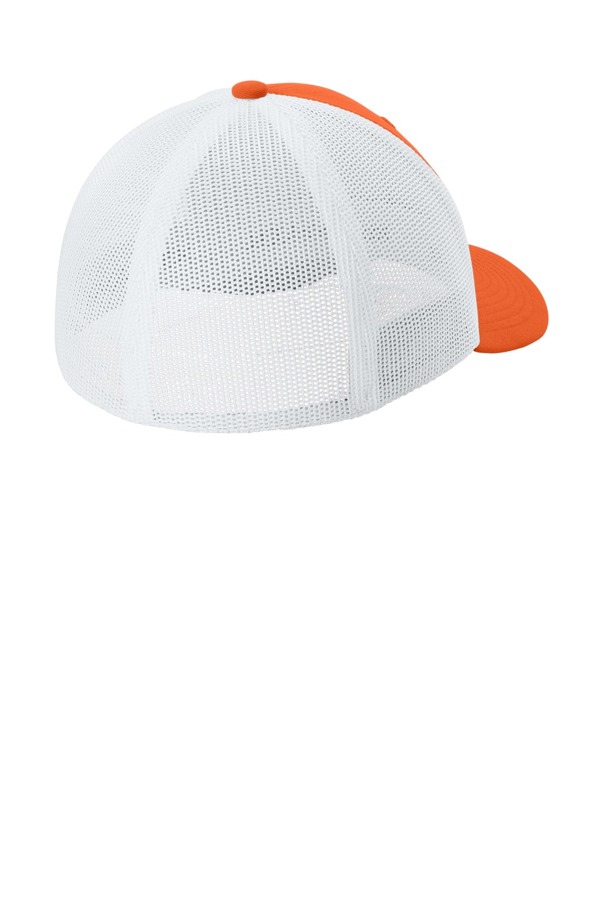 Sport-Tek Stretch-Tek Mesh Back Cap - Deep Orange/ White