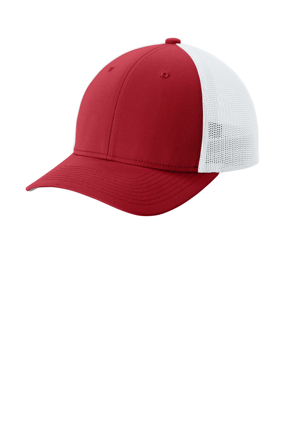Sport-Tek Stretch-Tek Mesh Back Cap - Deep Red/ White