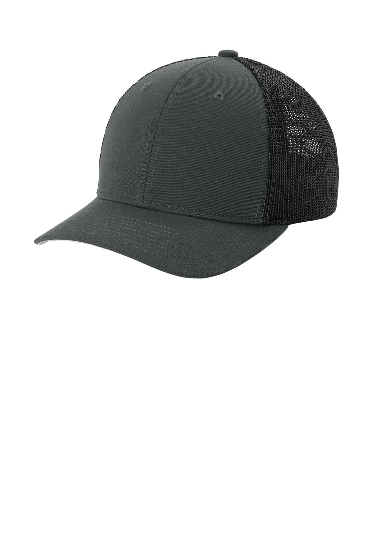 Sport-Tek Stretch-Tek Mesh Back Cap - Iron Grey/ Black