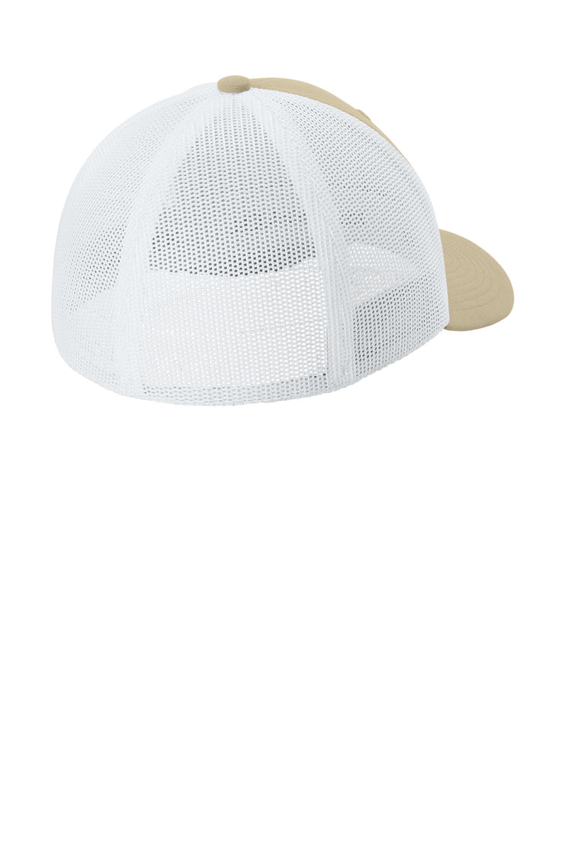 Sport-Tek Stretch-Tek Mesh Back Cap - Sahara/ White