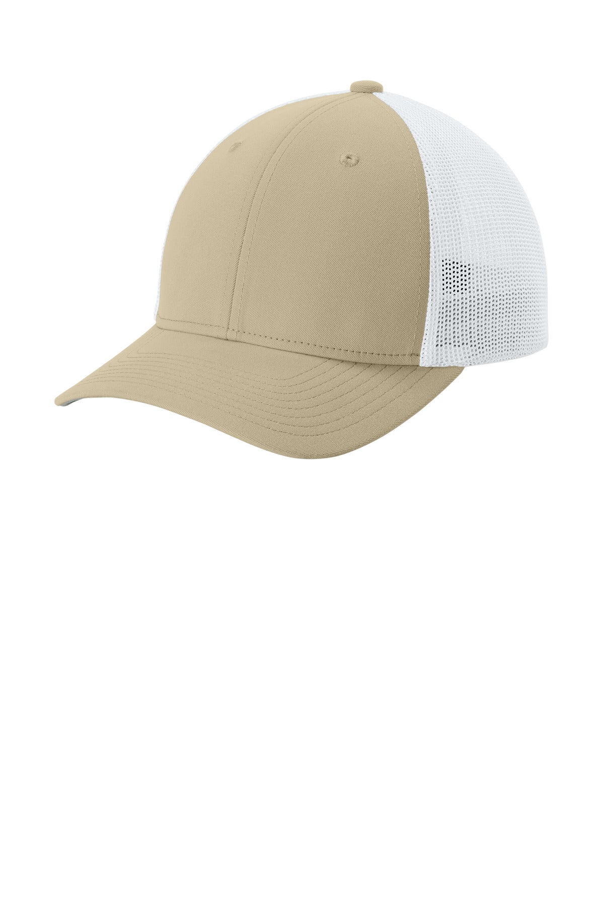 Sport-Tek Stretch-Tek Mesh Back Cap - Sahara/ White