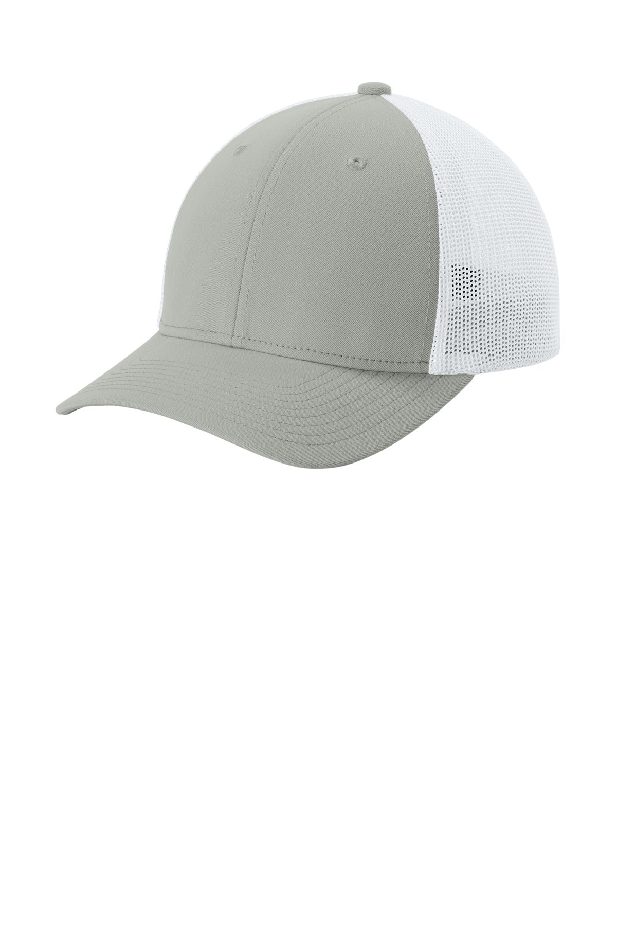 Sport-Tek Stretch-Tek Mesh Back Cap - Silver/ White