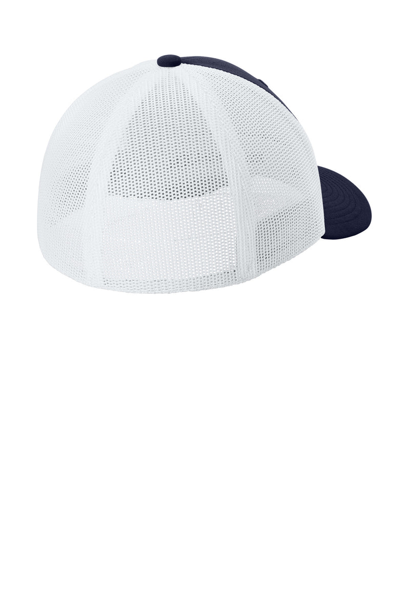 Sport-Tek Stretch-Tek Mesh Back Cap - True Navy/ White