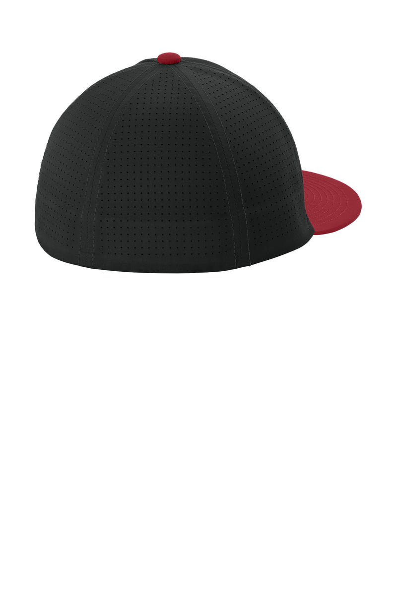 Sport-Tek Pro-Cut Stretch-Tek Cap - Black/ Deep Red/ Black