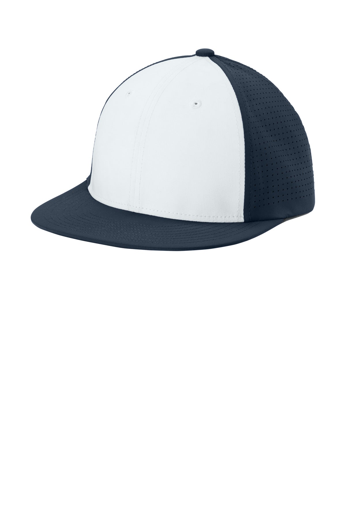 Sport-Tek Pro-Cut Stretch-Tek Cap - White/ True Navy/ True Navy