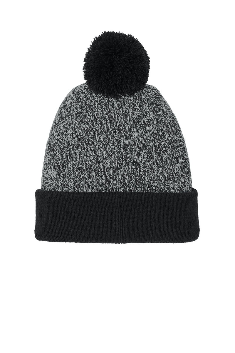 Sport-Tek Halftime Heather Pom Beanie - Black/ Silver