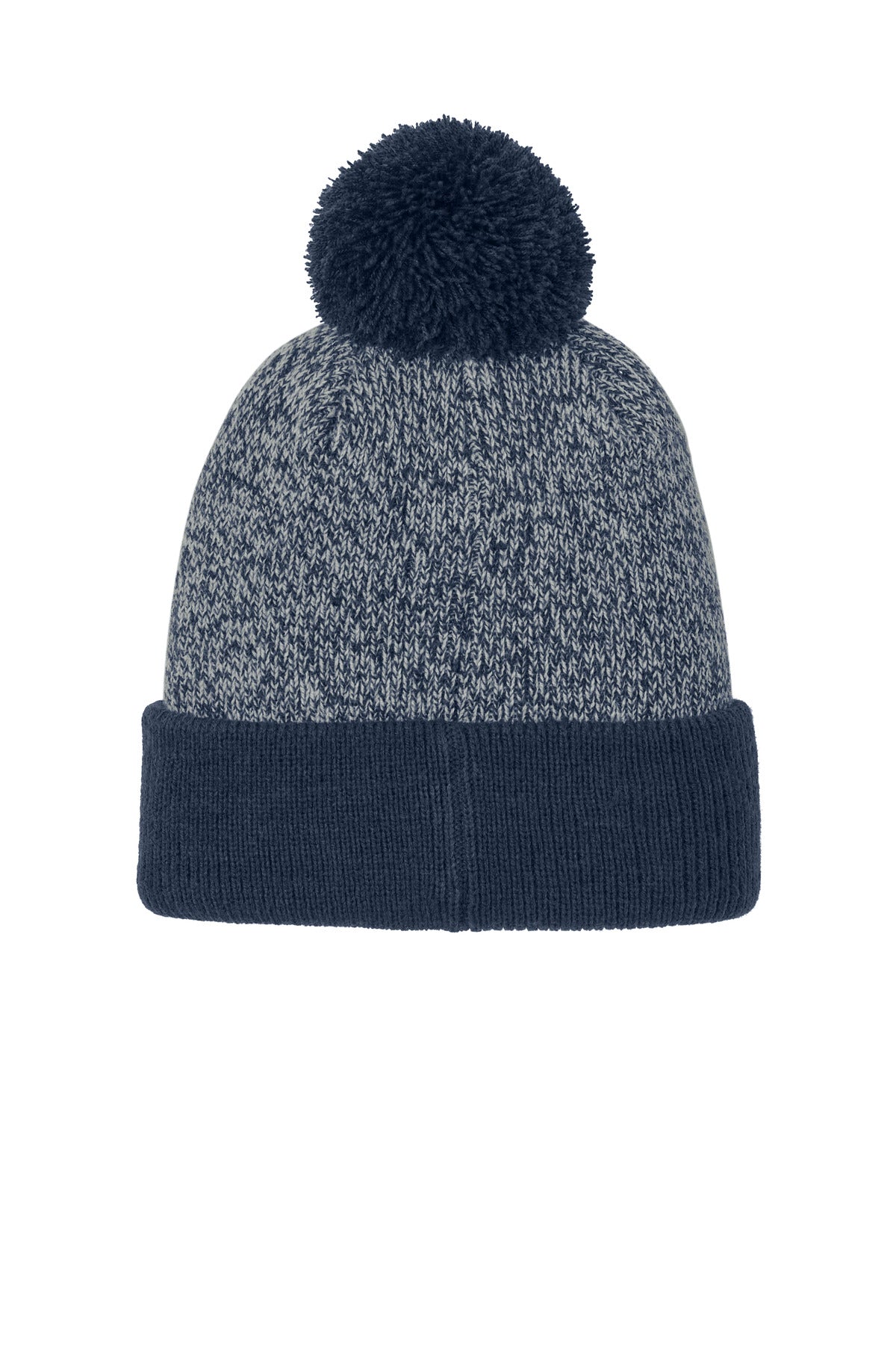 Sport-Tek Halftime Heather Pom Beanie - True Navy/ Silver