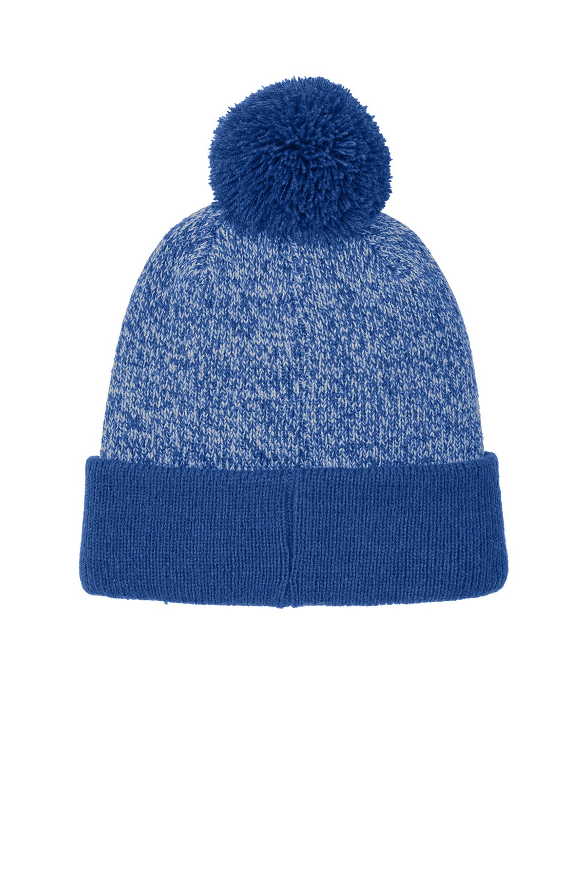 Sport-Tek Halftime Heather Pom Beanie - True Royal/ Silver