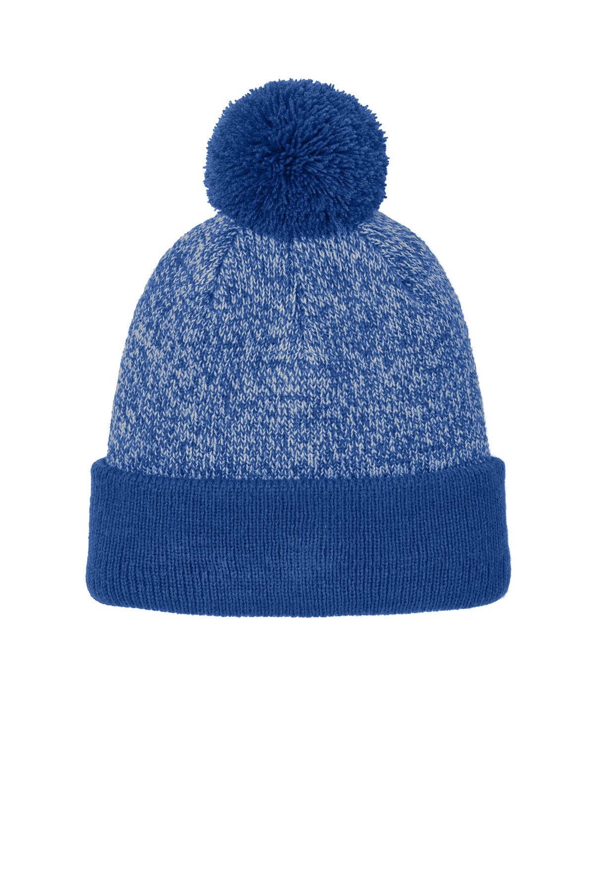Sport-Tek Halftime Heather Pom Beanie - True Royal/ Silver