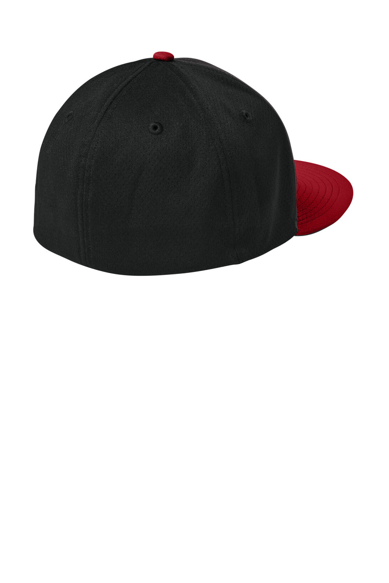 Sport-Tek Impact Mesh Stretch-Tek Cap - Black/ Deep Red/ Black