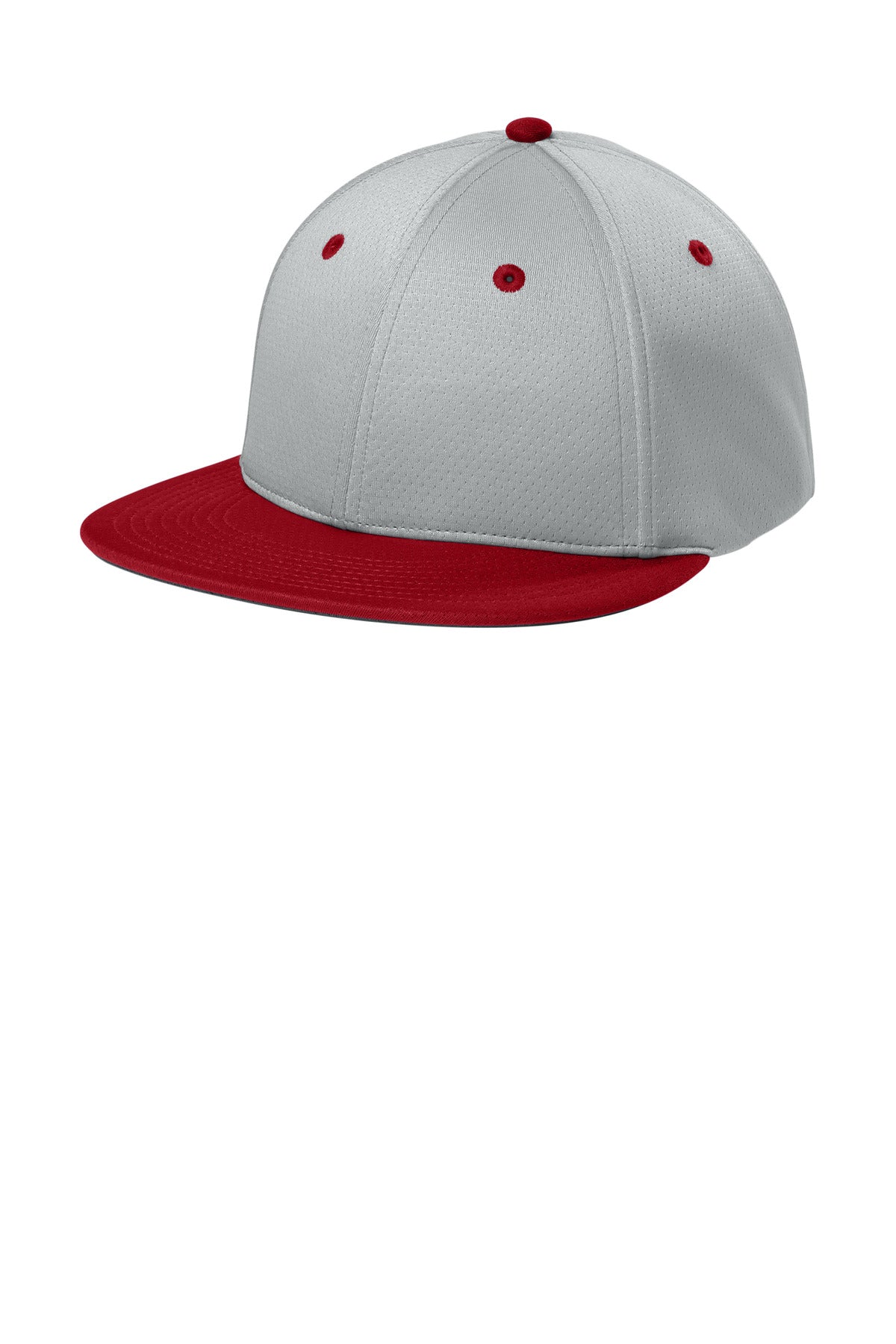 Sport-Tek Impact Mesh Stretch-Tek Cap - Silver/ Deep Red/ Silver