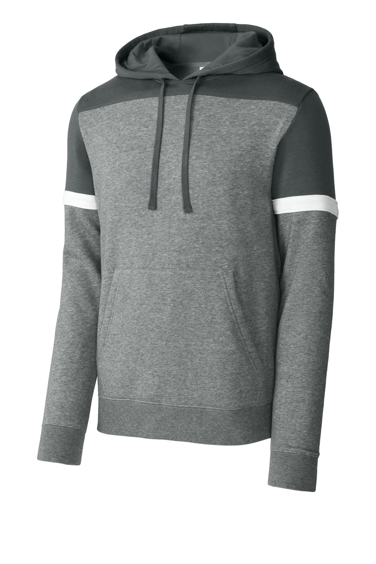 Sport-Tek Drive Fleece Colorblock Hoodie - Dark Smoke Grey/ Vintage Heather