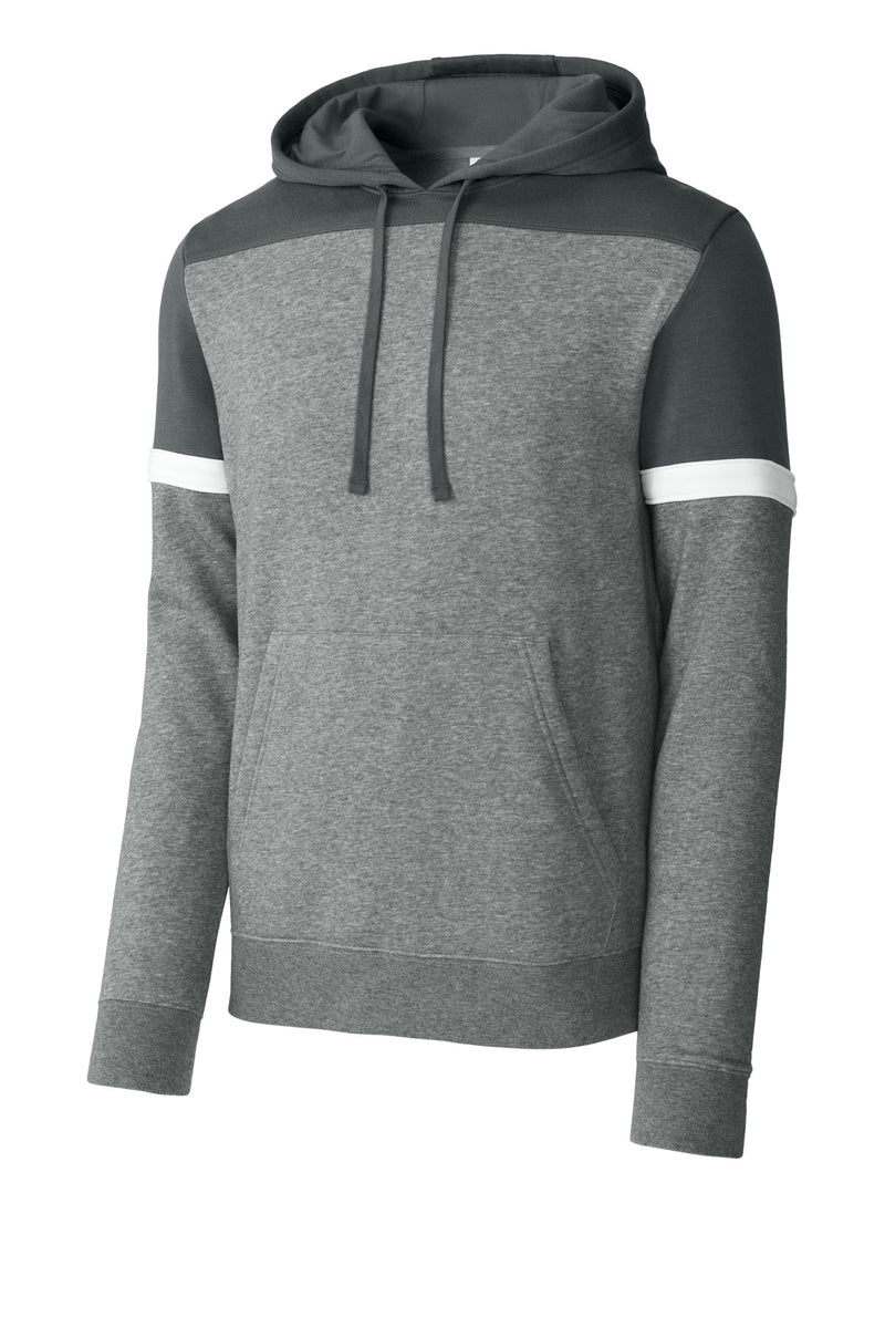 Sport-Tek Drive Fleece Colorblock Hoodie - Dark Smoke Grey/ Vintage Heather