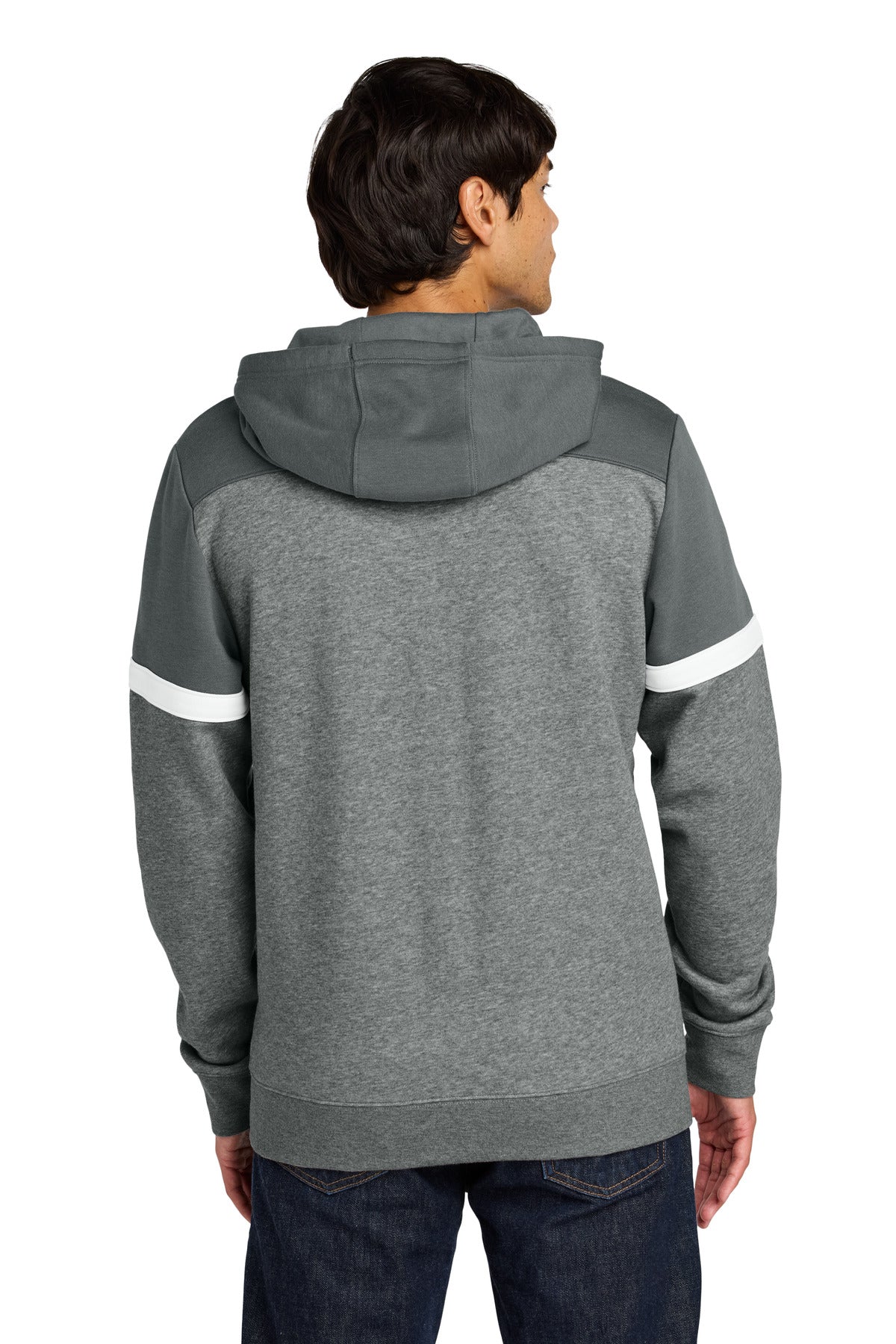 Sport-Tek Drive Fleece Colorblock Hoodie - Dark Smoke Grey/ Vintage Heather