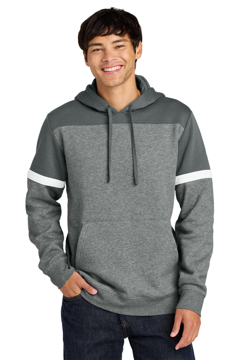 Sport-Tek Drive Fleece Colorblock Hoodie - Dark Smoke Grey/ Vintage Heather