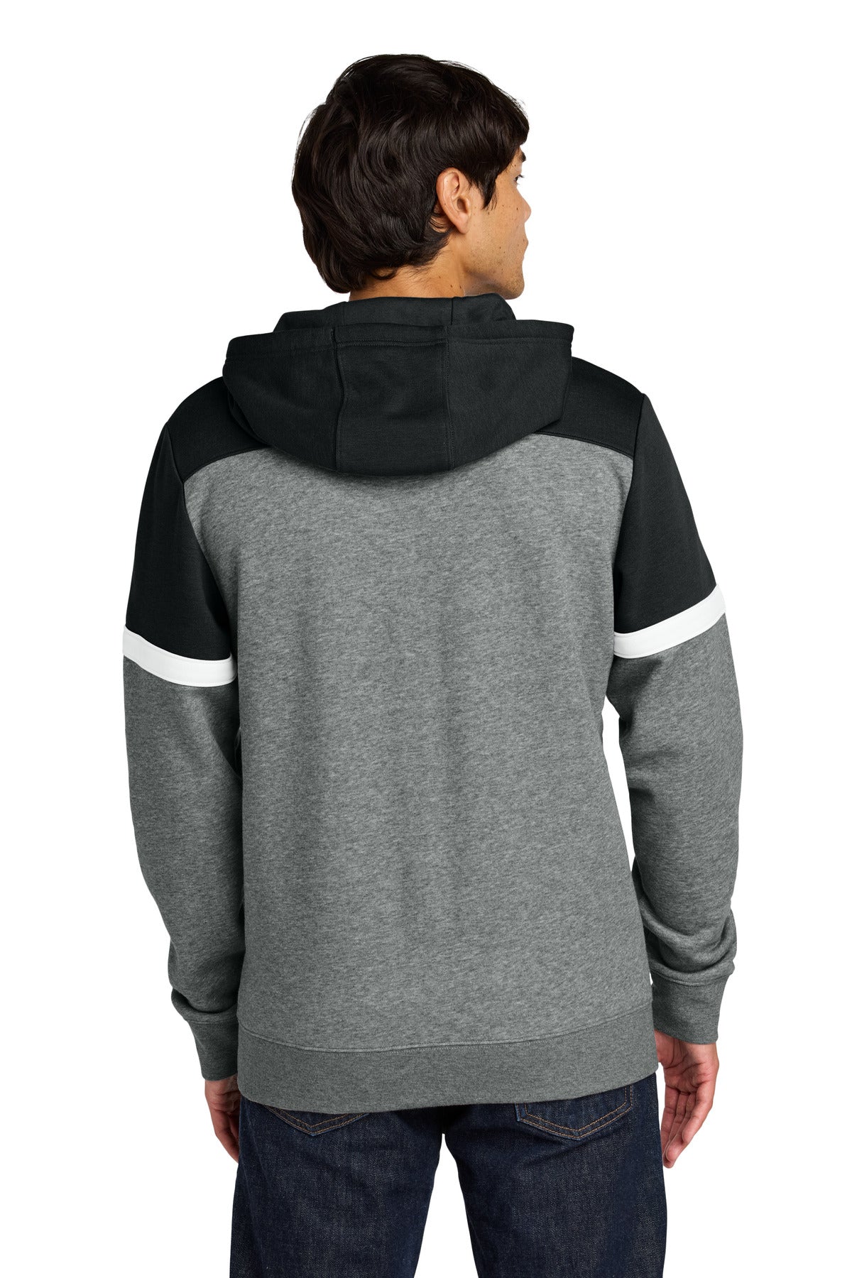 Sport-Tek Drive Fleece Colorblock Hoodie - Black/ Vintage Heather