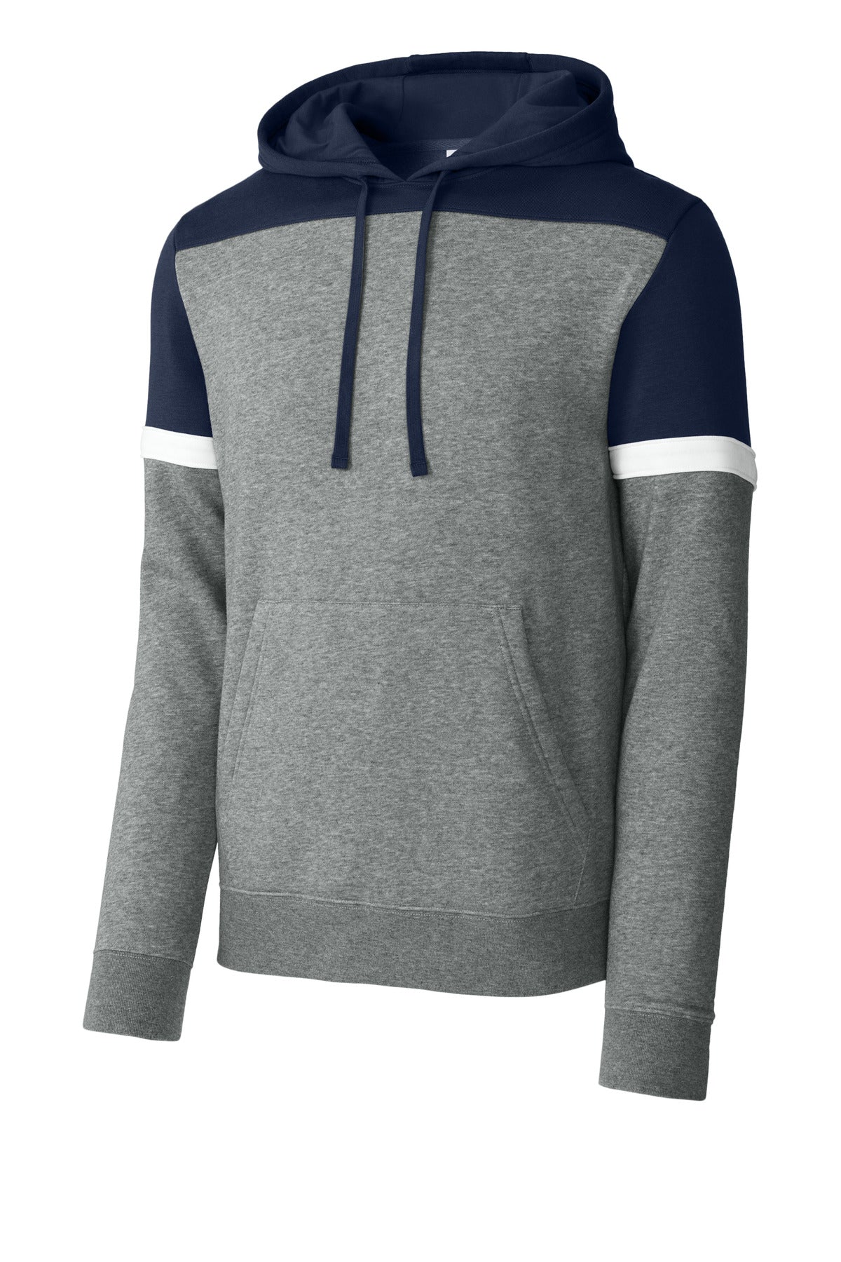 Sport-Tek Drive Fleece Colorblock Hoodie - True Navy/ Vintage Heather