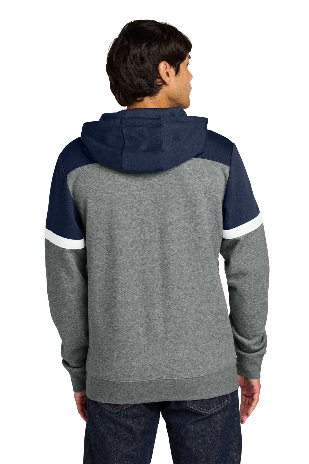 Sport-Tek Drive Fleece Colorblock Hoodie - True Navy/ Vintage Heather