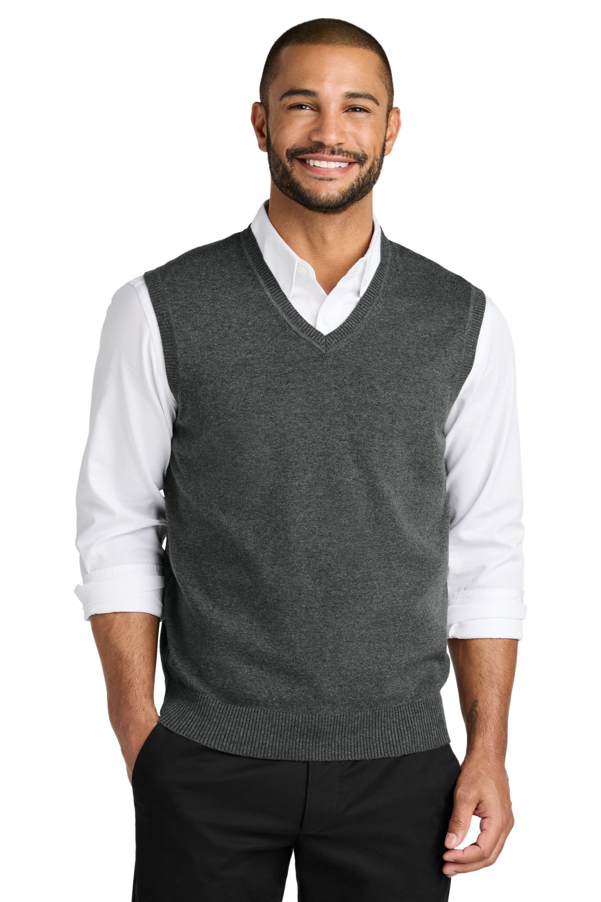 Port Authority Easy Care Sweater Vest - Charcoal Heather