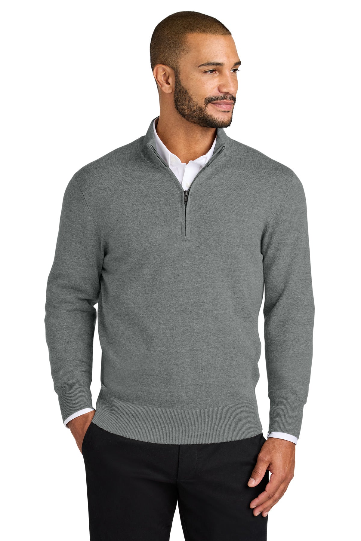 Port Authority Easy Care 1/4-Zip Sweater - Medium Heather Grey