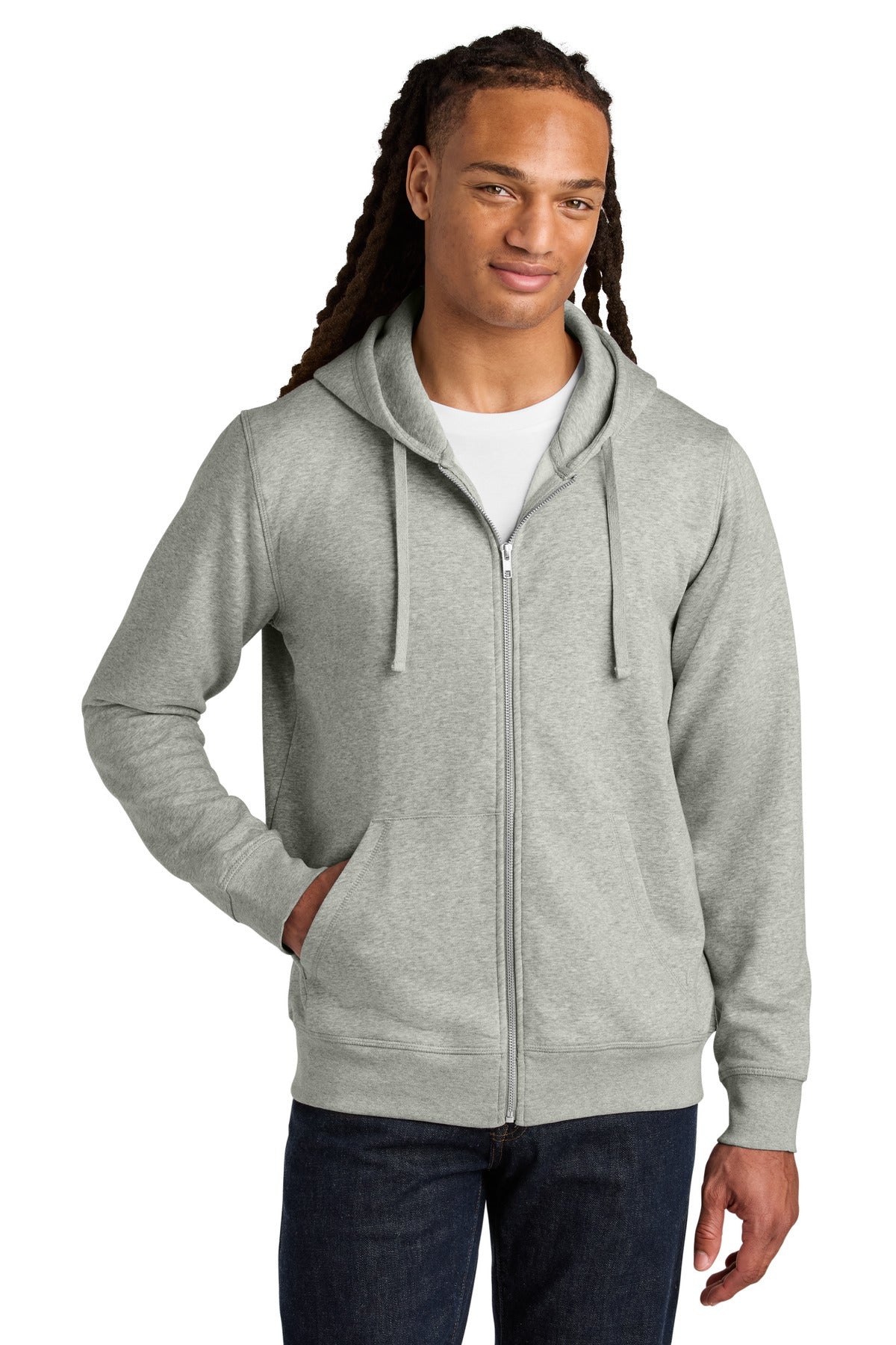 Stanley/Stella Unisex Mixer Full-Zip Hooded Sweatshirt - Heather Grey