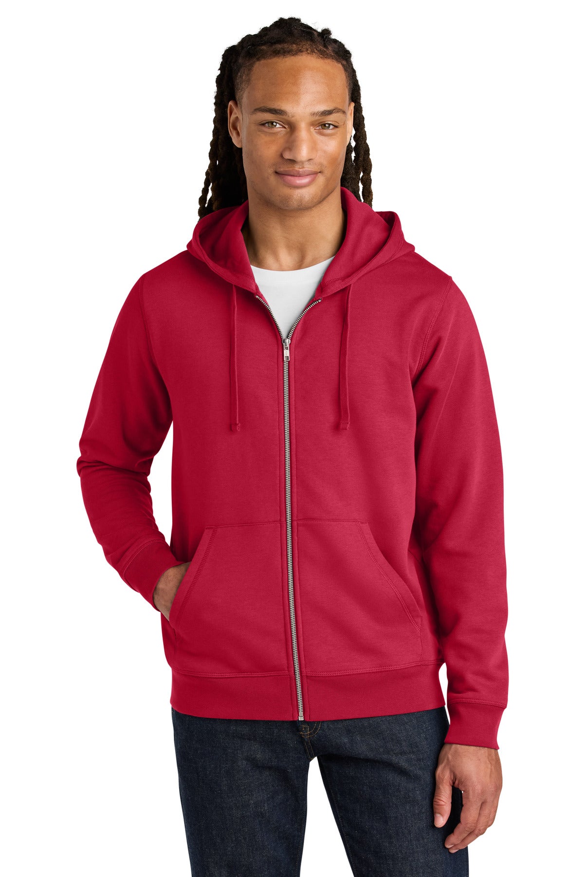 Stanley/Stella Unisex Mixer Full-Zip Hooded Sweatshirt - Red