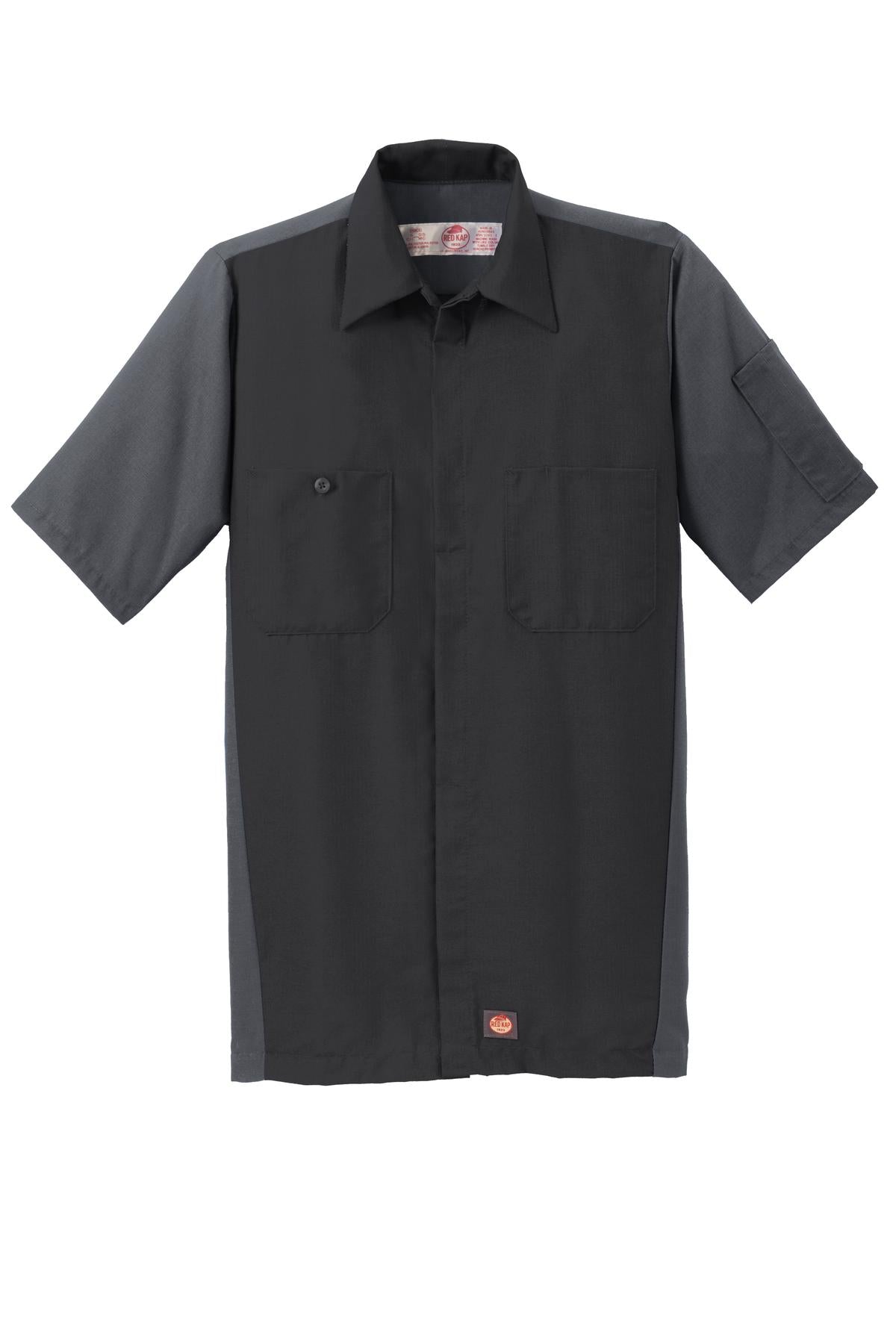 Red Kap Short Sleeve Ripstop Crew Shirt - Black/ Charcoal