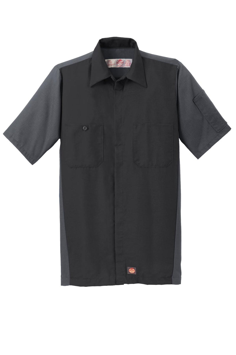 Red Kap Short Sleeve Ripstop Crew Shirt - Black/ Charcoal