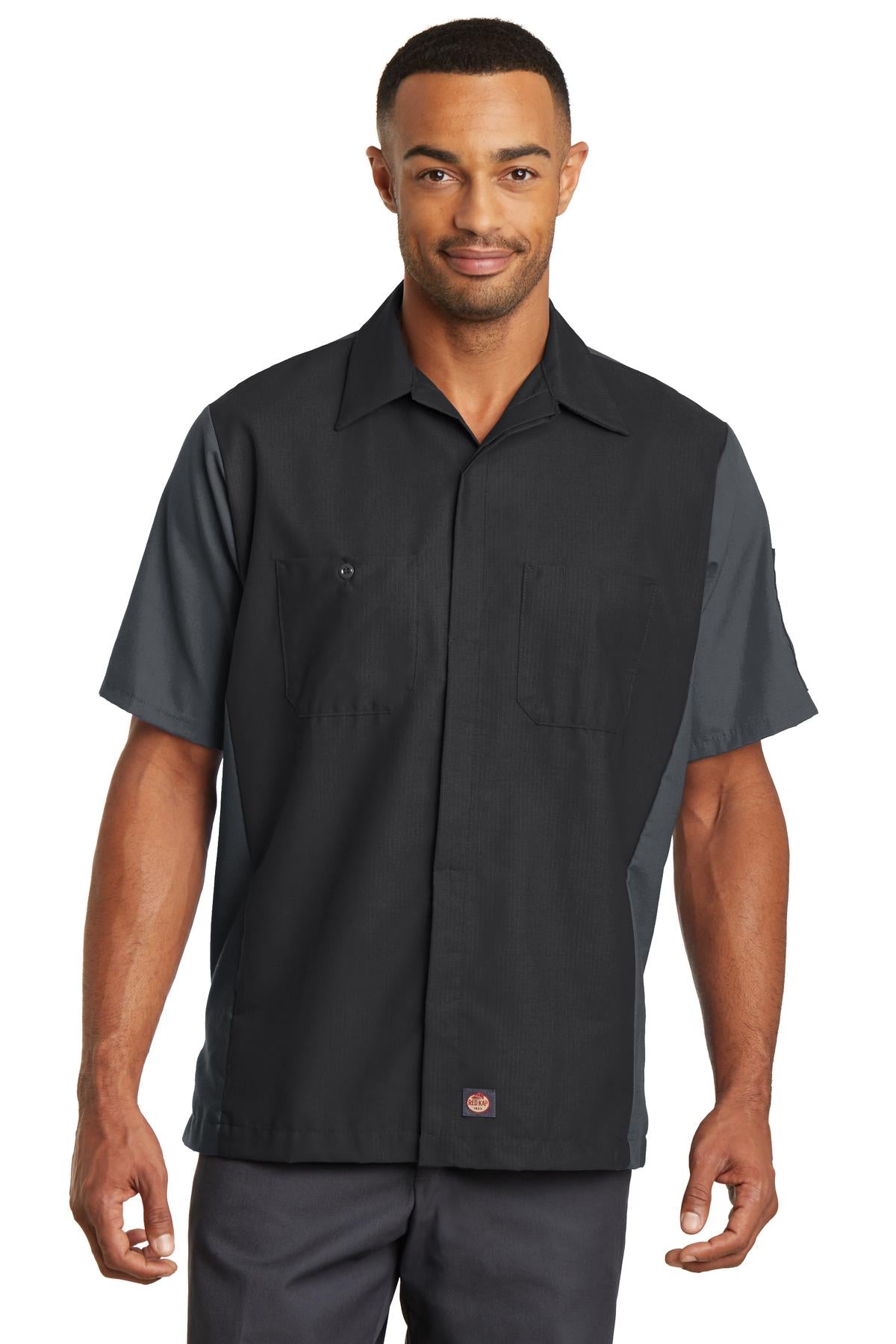 Red Kap Short Sleeve Ripstop Crew Shirt - Black/ Charcoal