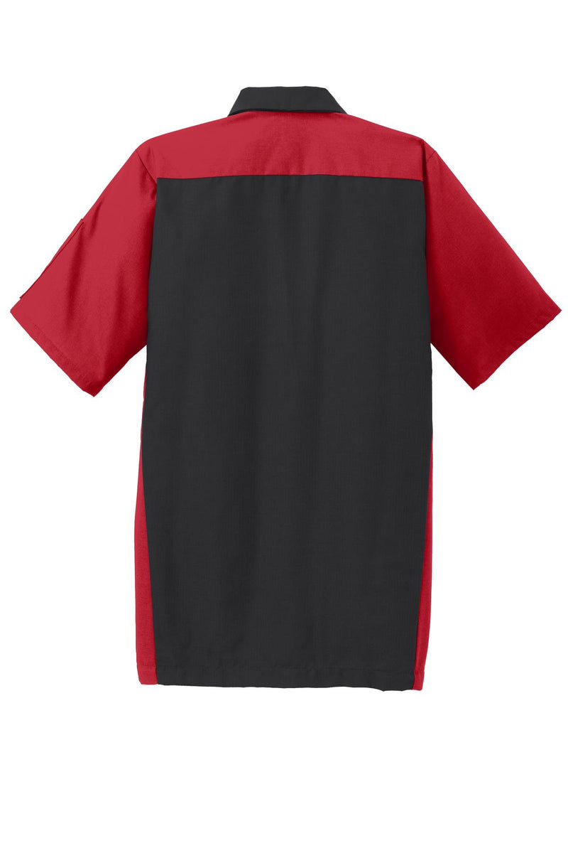 Red Kap Short Sleeve Ripstop Crew Shirt - Black/ Red