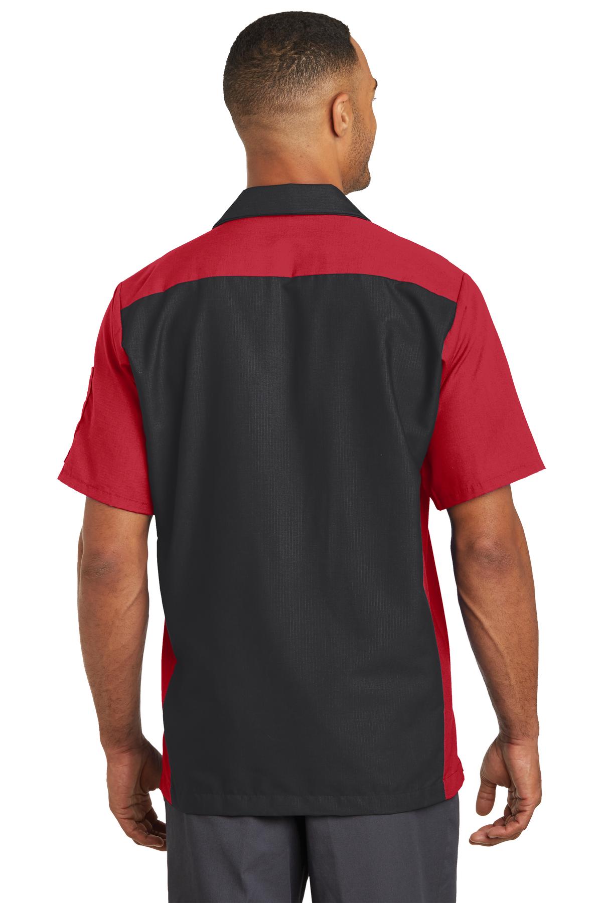 Red Kap Short Sleeve Ripstop Crew Shirt - Black/ Red