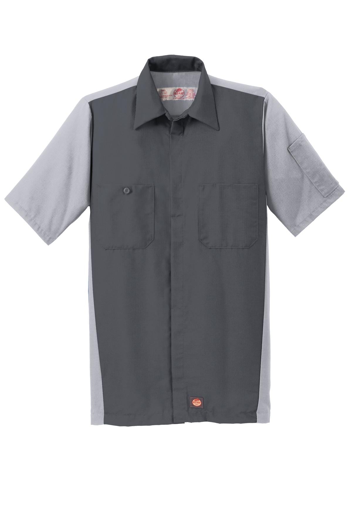 Red Kap Short Sleeve Ripstop Crew Shirt - Charcoal/ Light Grey