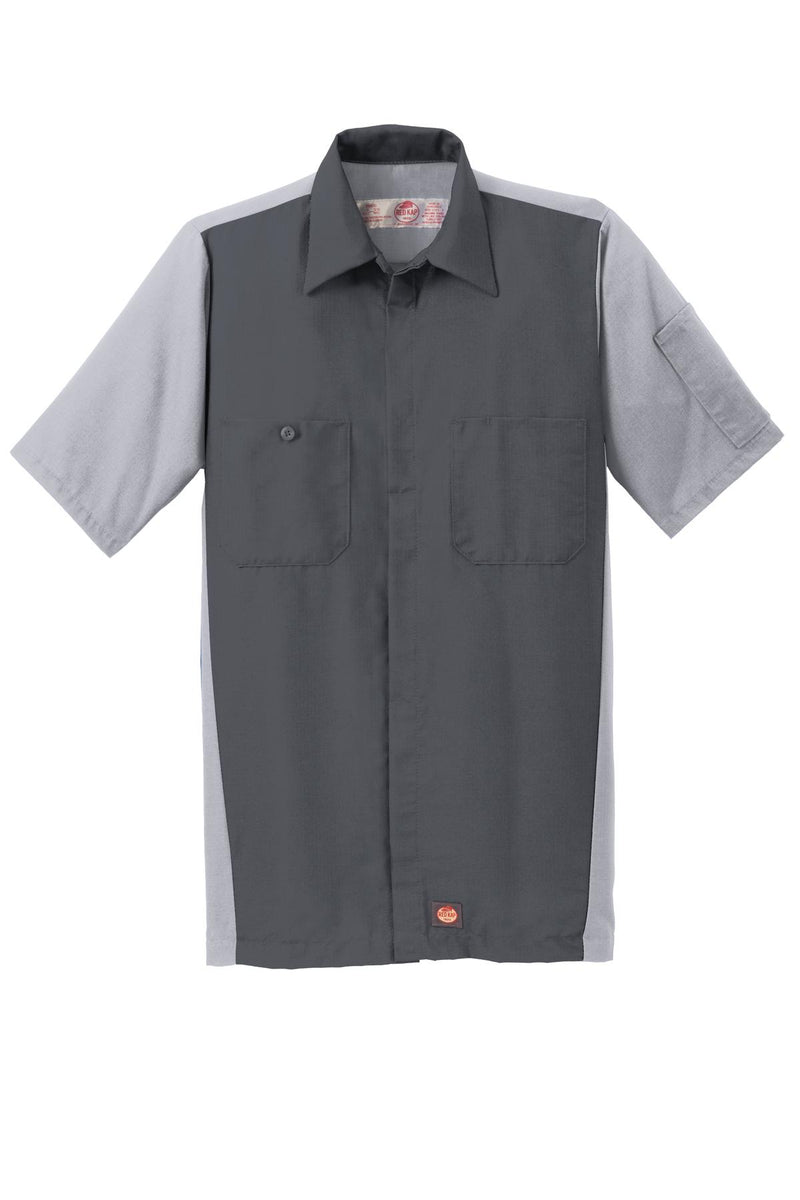 Red Kap Short Sleeve Ripstop Crew Shirt - Charcoal/ Light Grey